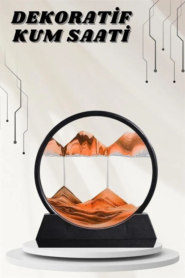 Dekoratif Kum Sulu Kum Saati Yuvarlak Şık Kum Tablosu Kum Saati Şeklinde Kum Tablo