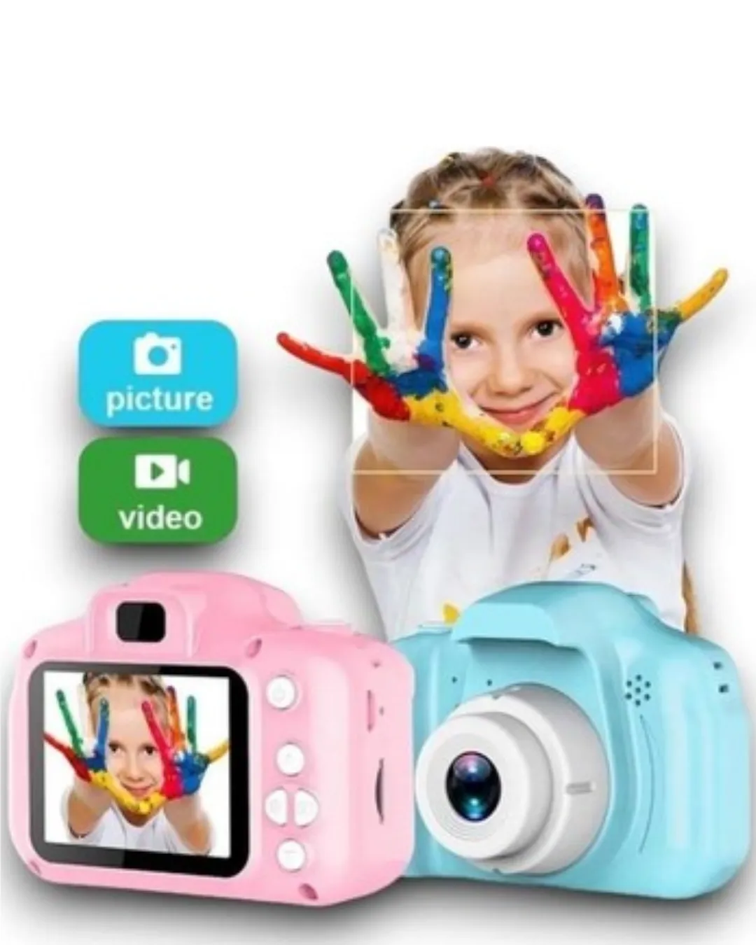 Mavi Kompakt Mini Kamera HD Video ve Fotoğraf Çekim Özellikli Şarjlı Model