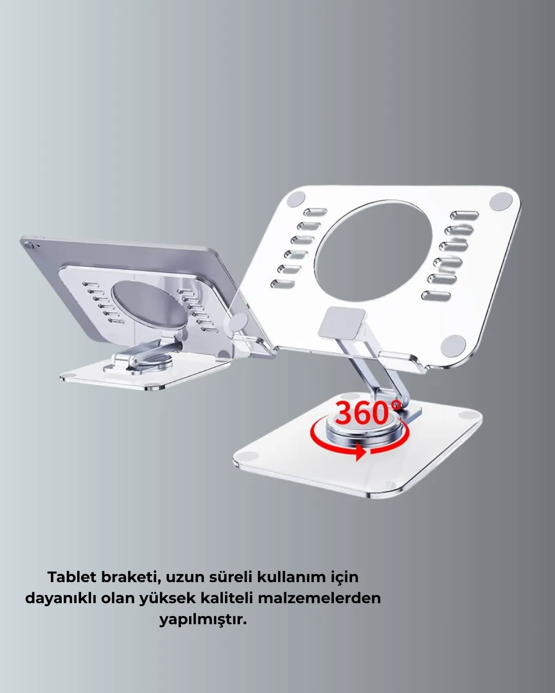 Çift Eksenli Ayarlanabilir Tablet Destek Standı