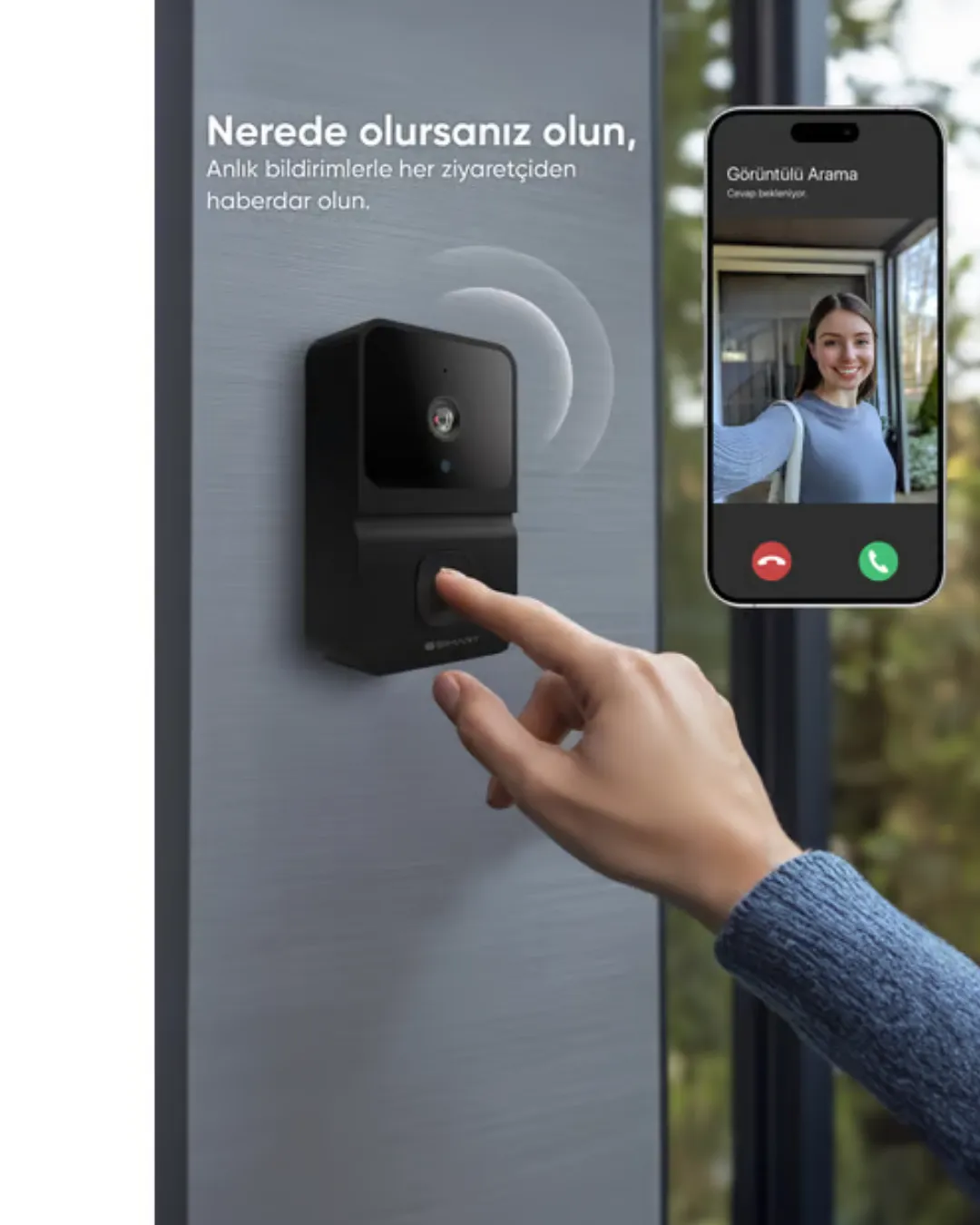 Akıllı Kapı Zili Kamera Gece Görüşlü Çift Yönlü Sesli WiFi