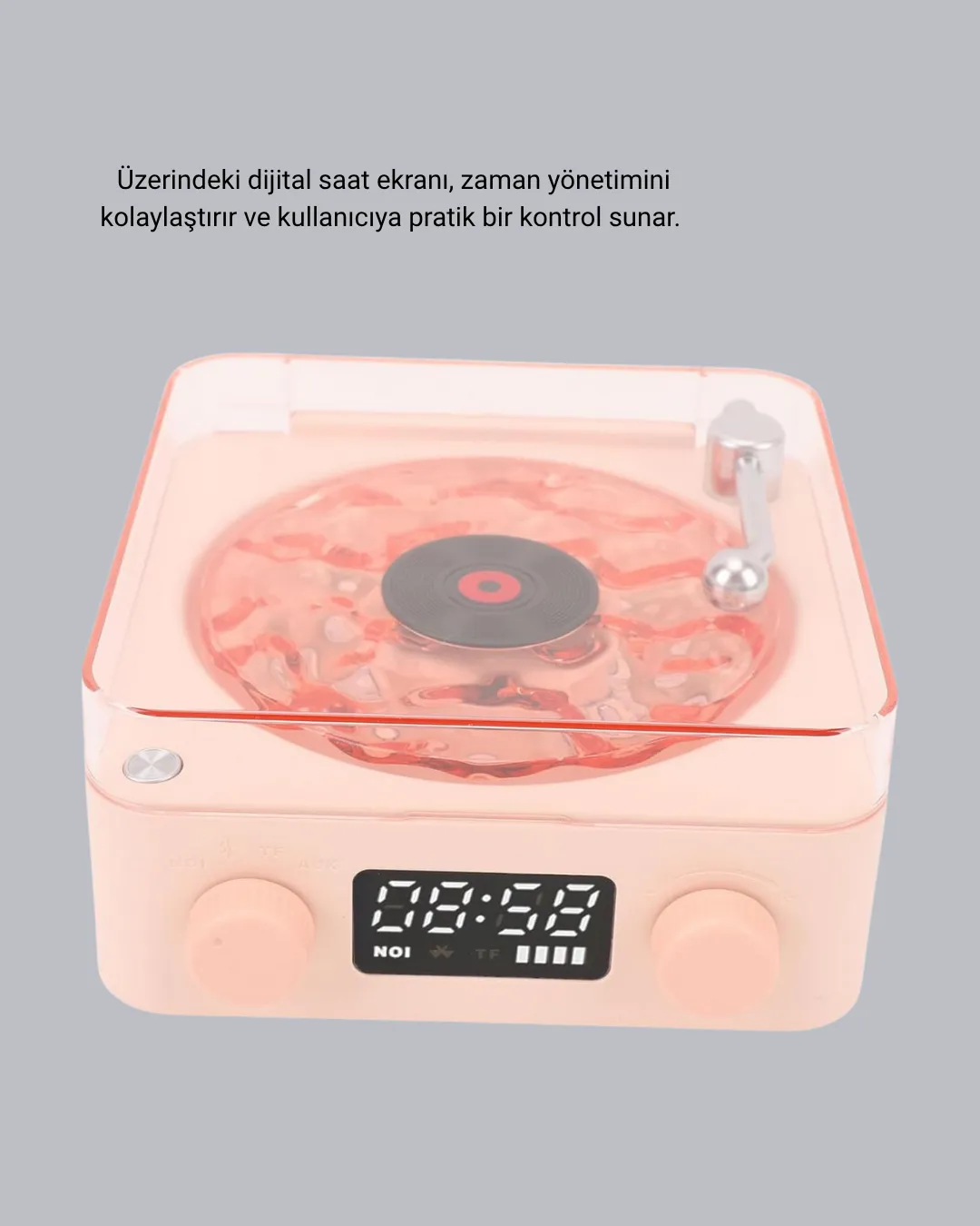 Bluetooth Hoparlörlü Gece Lambası Dijital Saatli Şeffaf Su Dalgası Işıklı Dekoratif