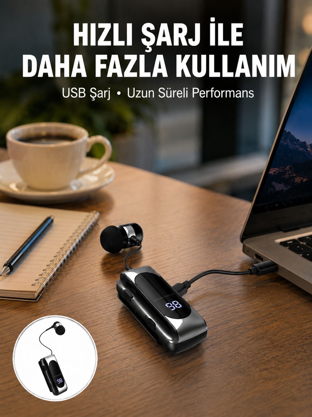 Uzun Pil Ömürlü Kablosuz Kulaklık – 25 Saat Konuşma ve Müzik Süresi