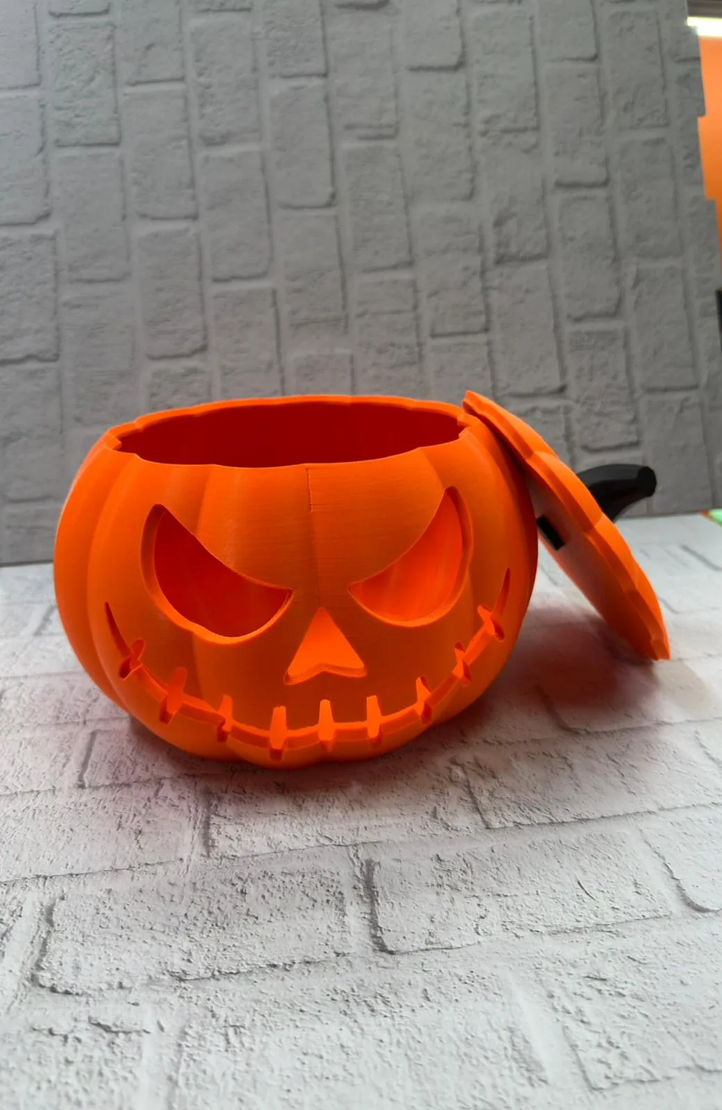 Kapaklı Balkabağı Dekor Kutusu 21×15 cm Halloween Temalı Saklama