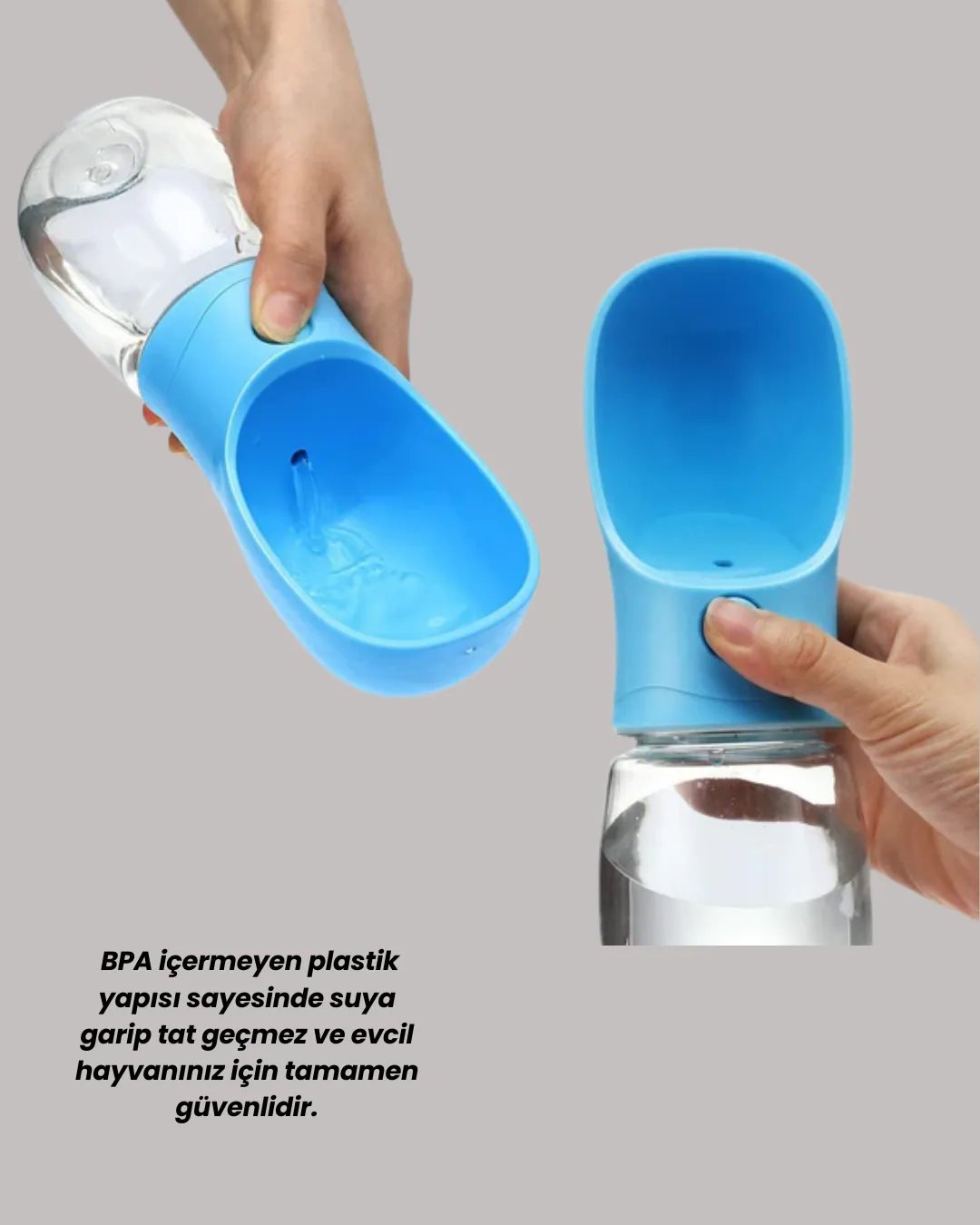 Gıda Sınıfı Malzemeli Evcil Hayvan Su Şişesi BPA İçermez Tek Tuş Kontrol