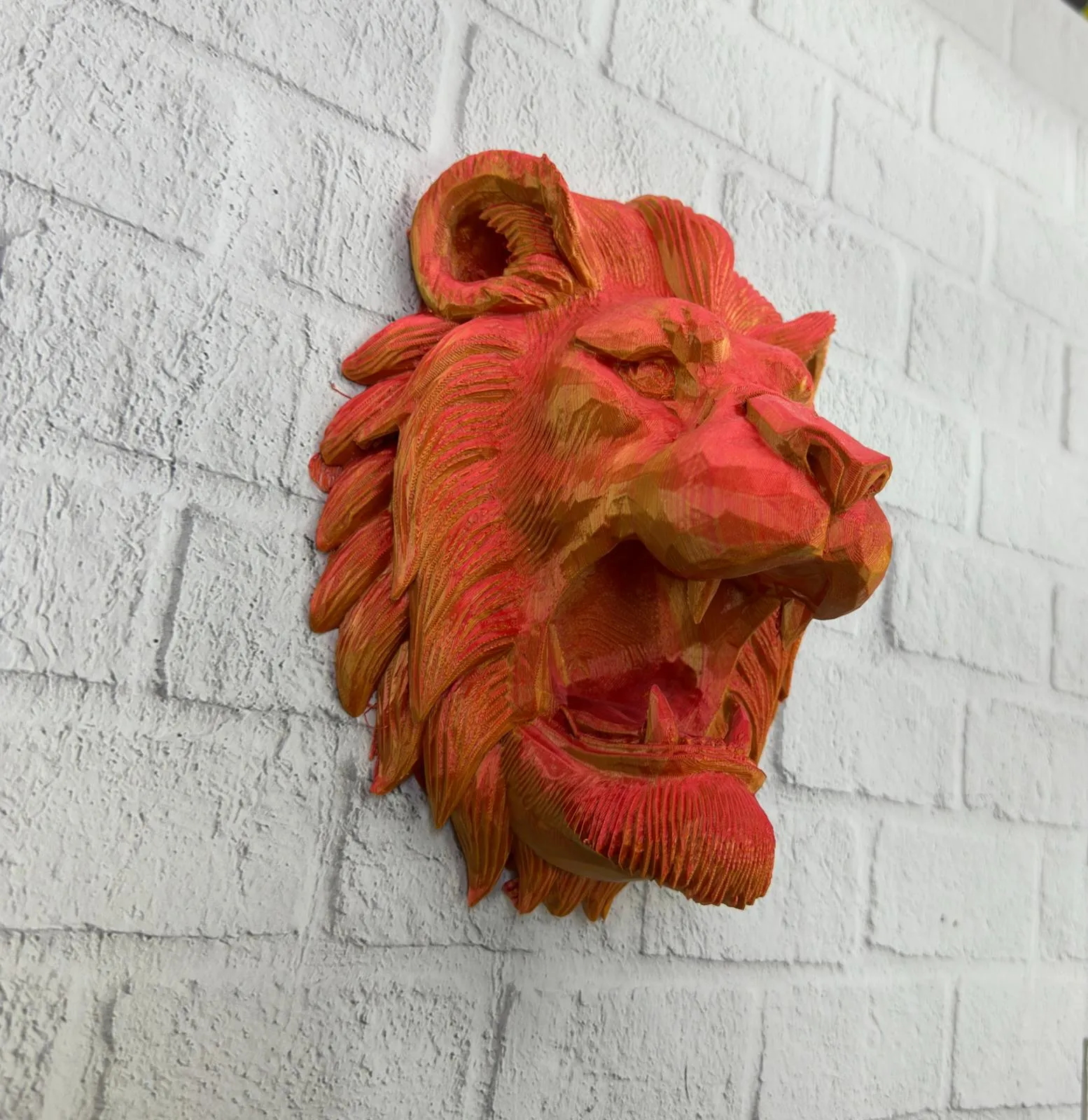 Özel Tasarım 3D Aslan Figürü Duvar Süsü Dekoratif Heykel 20x21 cm