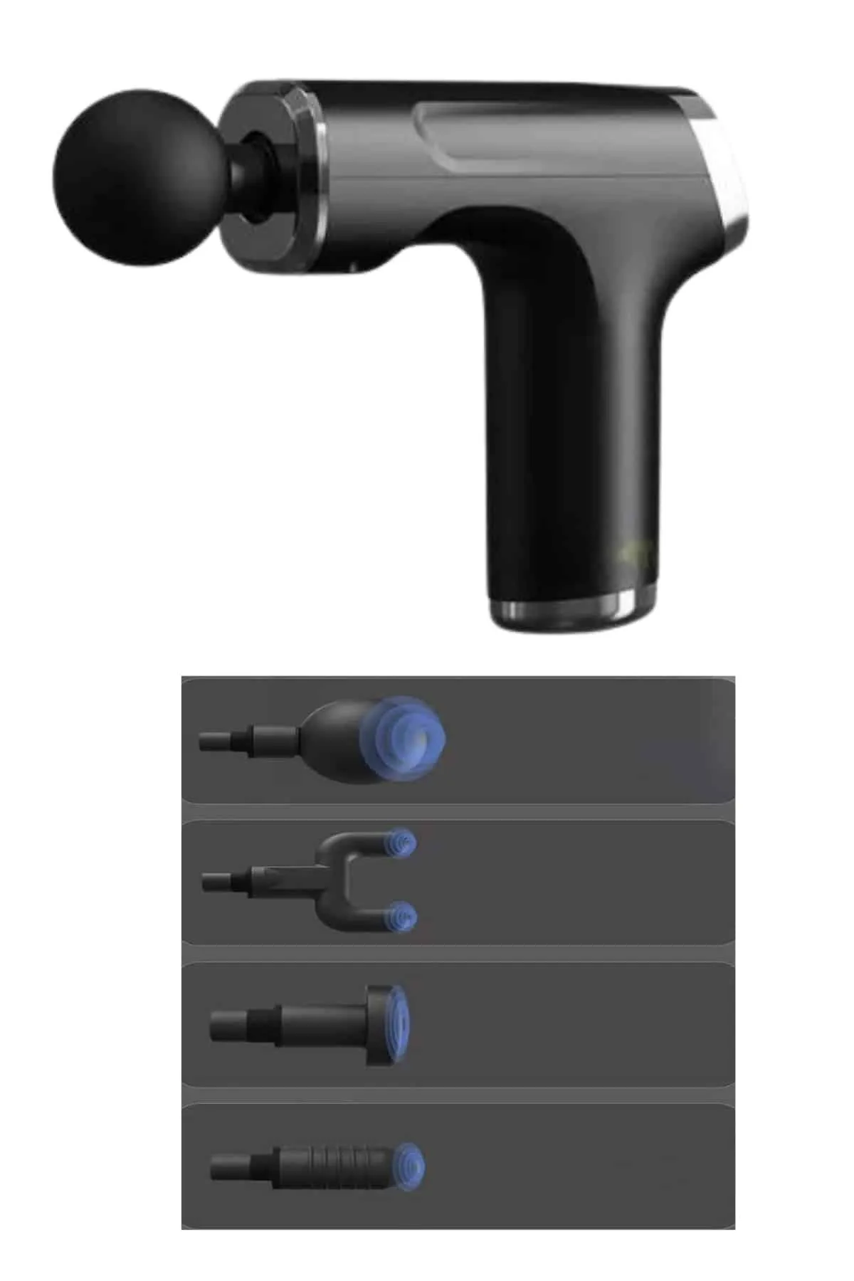 Profesyonel Masaj Tabancası Sporcu Masaj Aleti 4 Başlıklı Şarjlı Titreşimli