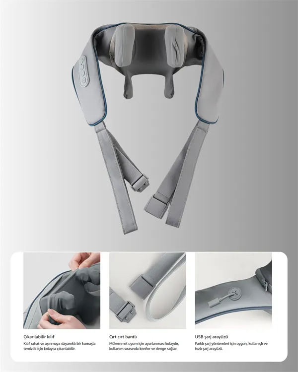 VNB-01 Şarjlı Isıtmalı Boyun ve Omuz Masaj Cihazı