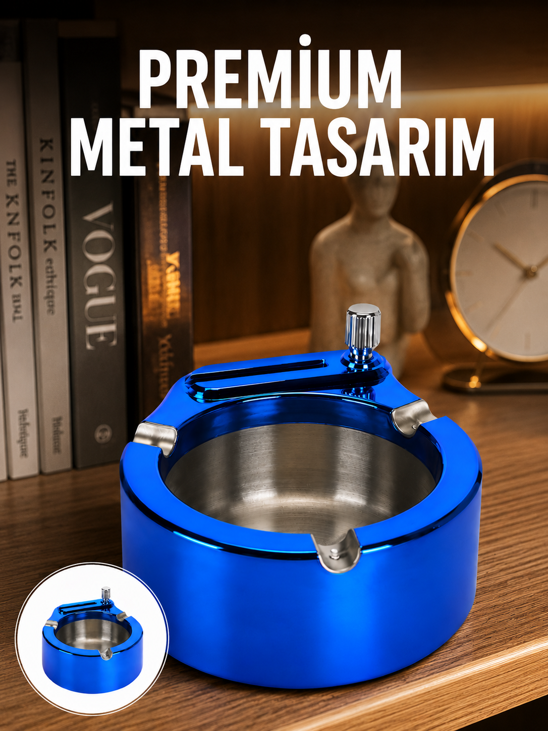 Dekoratif Çakmaklı Küllük Kolay Temizlenebilir Metal