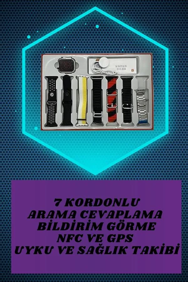 7 Kordonlu Akıllı Saat Ve Yeni Nesil Kulaklık Dokunmatik Ekran Android ve İOS Uyumlu