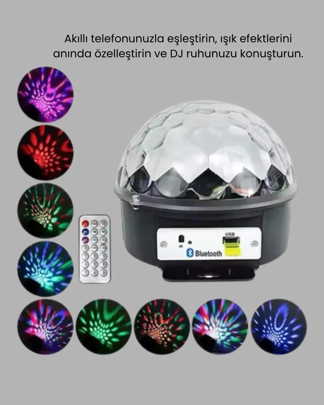 RGB LED Disko Topu Projektör – Ev Partileri, Doğum Günleri ve Eğlence İçin Işık Şovu