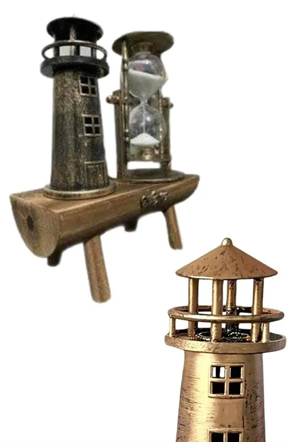 Hediyelik Eşya Retro Deniz Fenerli Kum Saati Ahşap Görünümlü Dekoratif Eşya