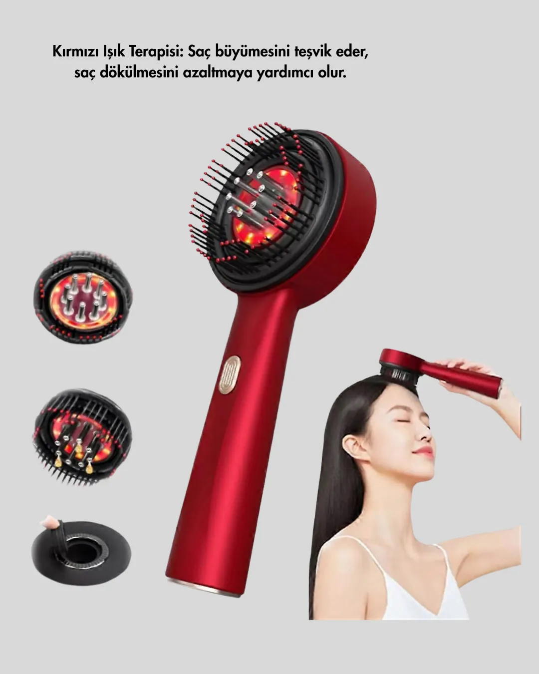 Kırmızı Işık Terapi Özellikli Saç Derisi Masaj Tarak Anti Dökülme